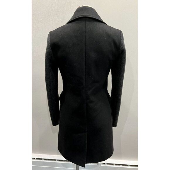 French Connection Black Wool Peacoat with Gray Knit Sleeves Size XS - Picture 2 of 9